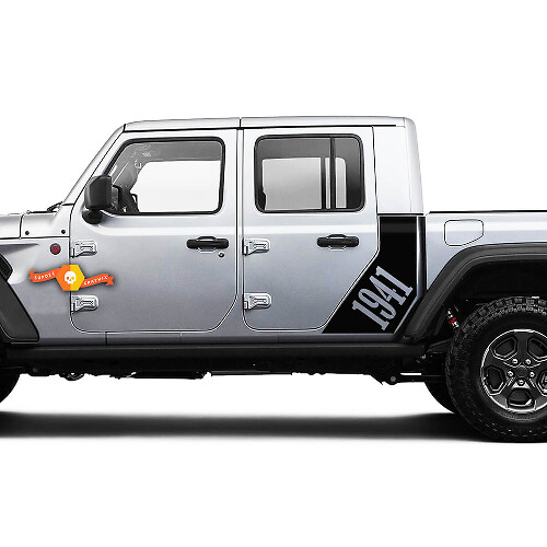 Autocollant de décalque de sticker de côté Jeep Gladiator 1941 Style d'usine C Kit de bandes graphiques en vinyle pour carrosserie 2018-2021
