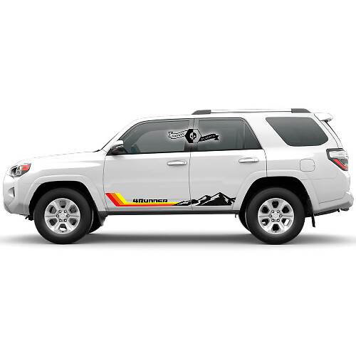 Autocollant vinyle à motifs de montagnes et rayures courbes rétro pour porte latérale de Toyota 4Runner