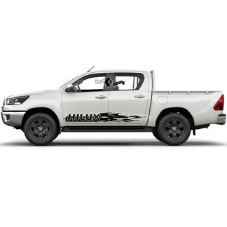 Paire Toyota Hilux Rallye moderne Distressed Fire Lightning Stripe Side Rocker Panel Vinyl Stickers Decal Graphic
