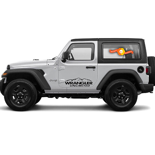2 Autocollants de capot ou de porte de montagne Jeep WRANGLER UNLIMITED Autocollant graphique en vinyle
