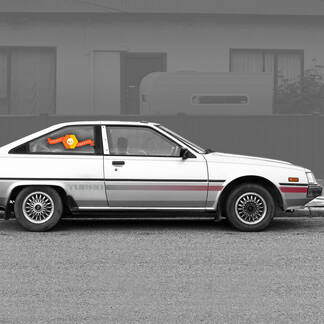 Kit de rayures Mitsubishi Cordia Turbo CORDIA 2x bandes latérales autocollants de carrosserie en vinyle graphiques 2 couleurs
