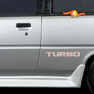 Paire de décalcomanies latérales en vinyle pour carrosserie Mitsubishi Cordia Turbo 2 couleurs
