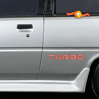 2x Mitsubishi Cordia Turbo décalcomanies latérales en vinyle autocollants graphiques 2 couleurs
