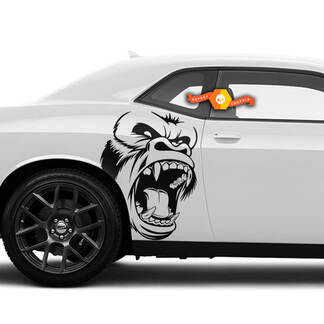 Paire d'autocollants Side Angry Gorilla Kong Side Dodge Challenger ou Charger
