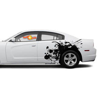 Paire d'autocollants Skull Side Dodge Challenger ou Charger Splash Wrap Stickers
