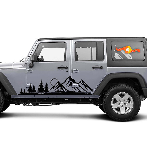 Kit d’autocollants vinyle pour portes Forest Mountain pour Jeep Wrangler Gladiator