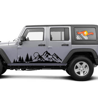 Sticker Jeep | WRANGLER JK JL forêt lune gladiateur porte latérale garde-boue fenêtre panneau à bascule montagne décalcomanie
