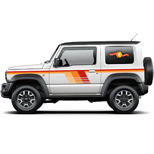 2X GRAPHIQUES DE SUZUKI JIMNY BANDES Couleurs Personnalisées Disponibles Autocollant de décalque de porte latérale de carrosserie
