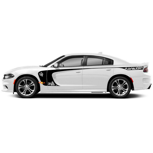 Autocollant Vinyle Latéral à Rayures Style Nid d'Abeille Wildcat pour Dodge Charger 2015-2022