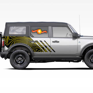 Autocollants de porte latérale personnalisés de carte topographique pour Ford Bronco 2 couleurs
