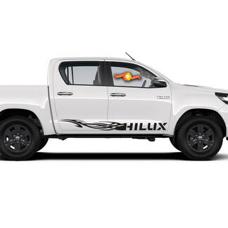 Paire Toyota 2016 - 2021 TOYOTA HILUX Side Rocker Panel Racing Vinyl Decal Graphic
