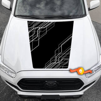 Moderne 2016 -- 2021 Toyota Tacoma capot lignes abstraites symétrie vinyle autocollant graphique – pas de scoop.

