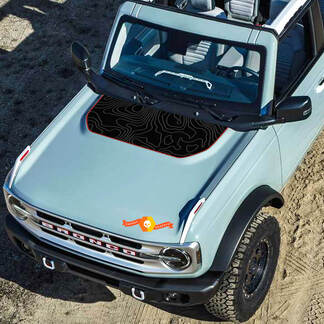 Nouveau Ford Bronco 2021 2022 carte topographique capot vinyle autocollant Kit autocollant graphique
