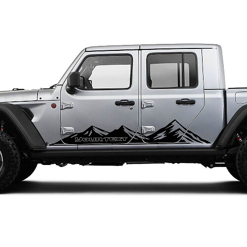 Paire de bandes graphiques vinyle pour panneaux latéraux de Jeep Gladiator avec motif de montagnes de course
