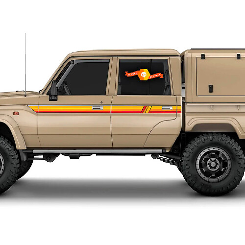 2 Bandes TOYOTA Land Cruiser LANDCRUISER Cab LC79 Couleurs TERRE ROUGE Graphiques Coucher de Soleil Stripes
