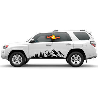 Paire 4Runner 2023 portes latérales USA drapeau vinyle montagnes forêt décalcomanies bande autocollants pour Toyota 4Runner TRD
