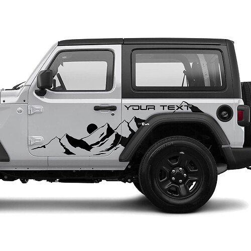 2 Nouvel autocollant de décalque de porte JEEP Wrangler Lune Montagnes côté Graphiques Autocollant de décalque
