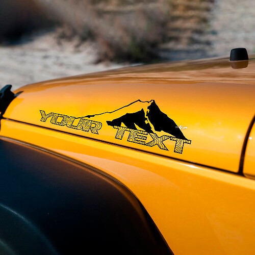 2 Autocollants de capot pour JEEP Wrangler avec graphiques de montagnes topographiques inversées
