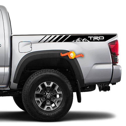 Paire Autocollant Vinyle TRD Montagnes Côté Benne pour Toyota Tacoma 2016 - 2022
