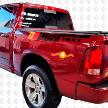 Autocollant vinyle latéral avec rayures topographiques et texte personnalisé pour Dodge Ram 1500_2