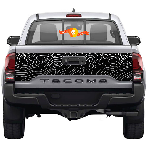 Decal arrière topographique du hayon pour Toyota Tacoma troisième génération 2015-2022 Supdec 2