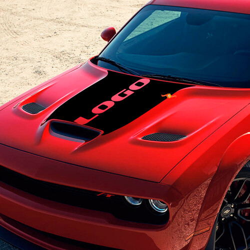 Autocollant en vinyle logo personnalisé style blackout pour capot Dodge Challenger 2015-2021