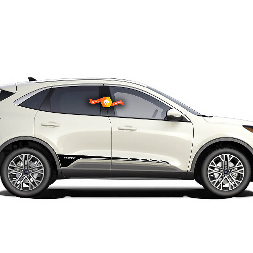 Paire de bandes vinyle autocollantes pour panneaux latéraux de portes Ford Escape 2020 - 2022
