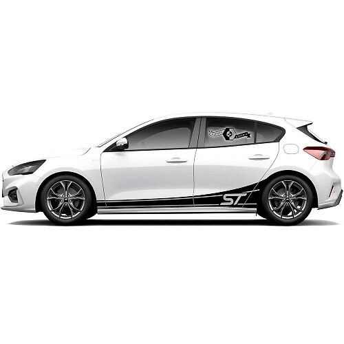 Paire de bandes vinyle autocollantes pour panneau latéral de roche pour Ford Focus ST 2017 - 2022 ST-Line EcoBoost
