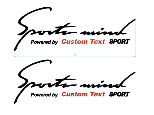 2x Autocollant Sports Mind propulsé par un texte personnalisé
