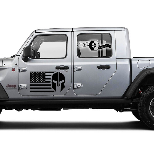 Paire Autocollant Vinyle Graphique Drapeau USA Porte Logo Gladiator pour Jeep Gladiator
