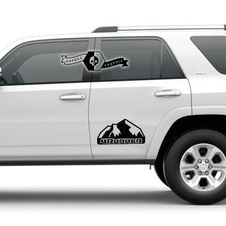 2x 4Runner 2023 Portes Latérales Vinyle Logo Montagnes Stickers Autocollants pour Toyota 4Runner TRD
