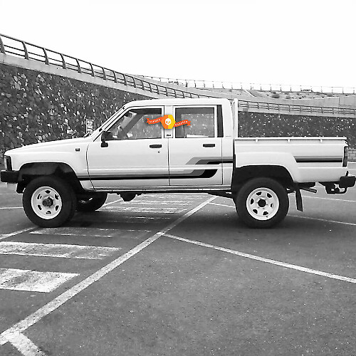 Kit d'autocollants vinyle latéraux à bandes style rétro pour Toyota Hilux 1983-1988