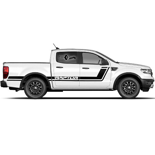 2x Nouvelle Bande de Portes Latérales Ford F150 Raptor 2022 Autocollant Décalcomanie Graphique de Lit Raptor

