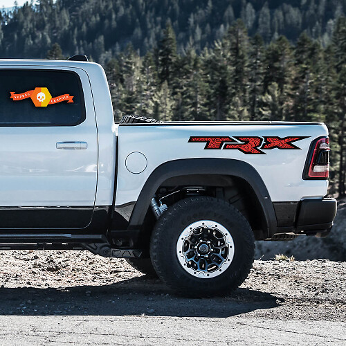 Autocollants vinyle style topographique pour les côtés de benne Dodge Ram Rebel 1500 TRX
