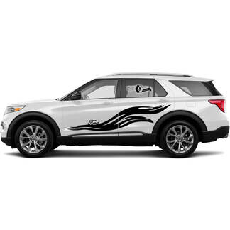 2x FORD EXPLORER Side Doors Wave Fire Stickers Stickers Graphics Vinyl
