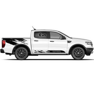 2x Nouveau Ford F150 Raptor 2022 Portes Détruites Lit Latéral Rocker Panel Graphics Sticker Sticker kit
