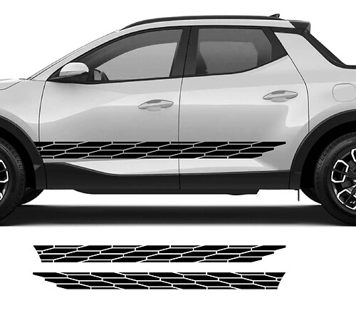 2x Hyundai Santa Cruz Rocker Panel moderne Geométrie côté logo Vinyl Vinyl Stickers Decal Graphic Kit