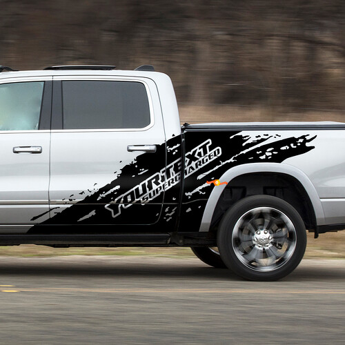 Kit d'autocollants latéraux vinyle Supercharged Mud Splash pour Dodge Ram Rebel 2021+