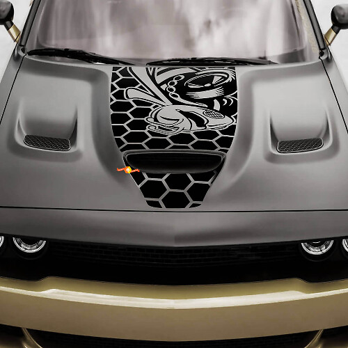 Autocollant vinyle calandre nid d'abeille Angry Bee pour Dodge Challenger 2019-2024
