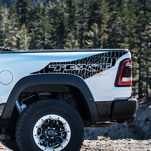 Kit d'autocollants en vinyle texte personnalisé Peau de dinosaure pour Dodge Ram Rebel 1500 TRX_1