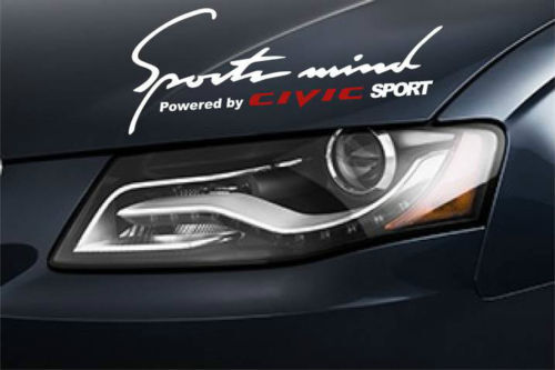 Ensemble d'autocollants vinyles Sports Mind Powered par Civic Sport pour Honda Civic