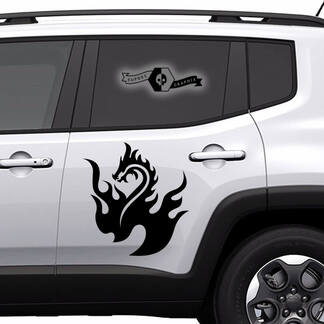 Paire n'importe quel logo de voiture moderne porte ANIMAUX Dragon porte latérale rayures décalcomanies Kit graphique
