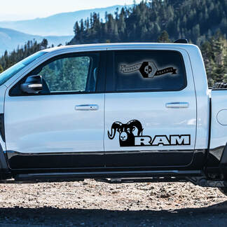 2x nouveau Dodge Ram TRX rebelle 2022 + 2023 + 1500 portes côté TRX rebelle camion vinyle autocollant graphique
