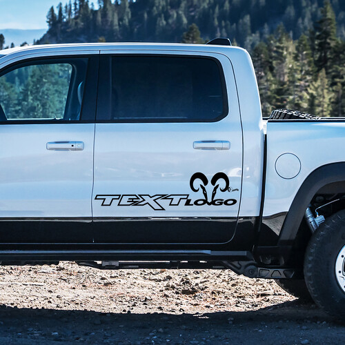 Autocollant Vinyle Personnalisé Texte & Logo Style Hemi pour Porte Dodge Ram 1500