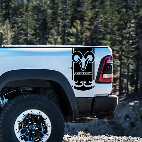 Kit de décalcomanies en vinyle personnalisées style Hemi pour tablette de lit Dodge Ram Rebel 1500 TRX