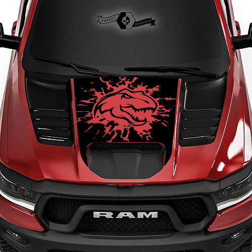 Autocollant en vinyle pour capot style Destroyed T-Rex pour Dodge Ram Rebel 1500 TRX