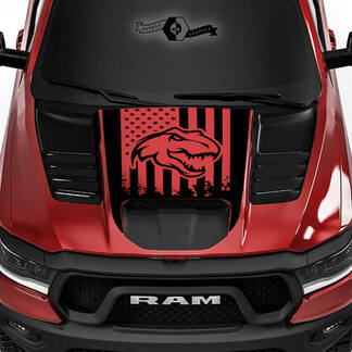 Dodge Ram rebelle 2022 + 2023 + 1500 TRX T-Rex capot drapeau USA détruit TRX camion vinyle autocollant graphique
