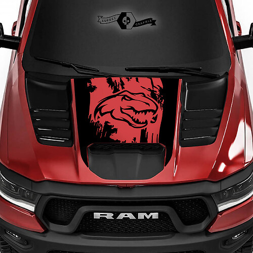 Autocollant en vinyle style usé T-Rex pour capot Dodge Ram Rebel 1500 TRX