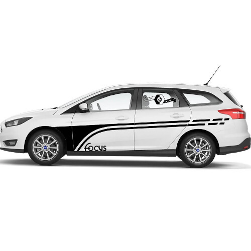 Paire d'ailes de portes de Ford Focus 2021+ avec logo Ford Focus Bande de course en vinyle Autocollant Sticker
