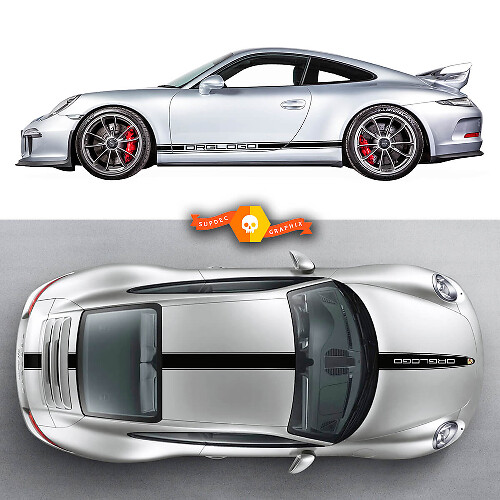 Ensemble de bandes latérales de capot de panneau latéral de Porsche 911 Porsche Carrera Roof Side Stripes Doors Kits Decal Sticker
